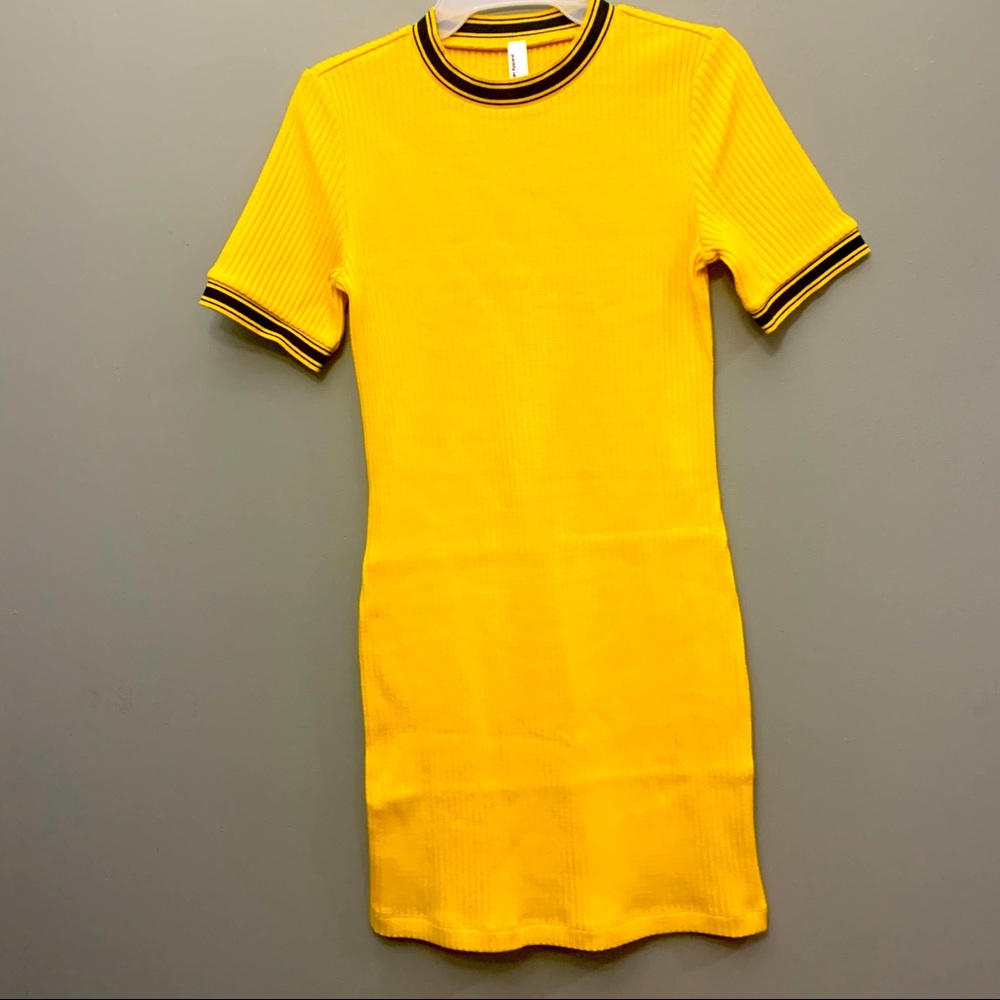 American Apparel short sleeve yellow/navy dress